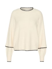 Kaffe Relaxed Fit KAvilli Round Neck Pullover Cream Jumper - Image 5 of 6