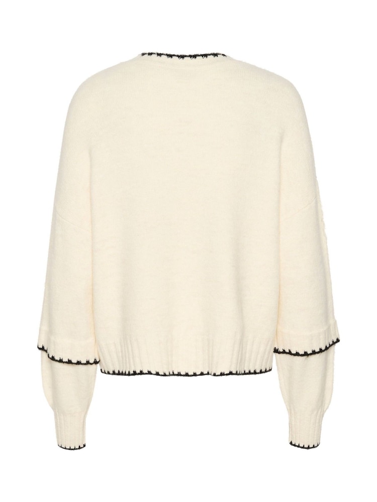 Kaffe Relaxed Fit KAvilli Round Neck Pullover Cream Jumper - Image 6 of 6