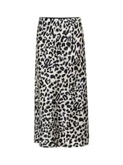 Kaffe KAjune Leopard Print Sateen Midi Skirt - Image 4 of 5