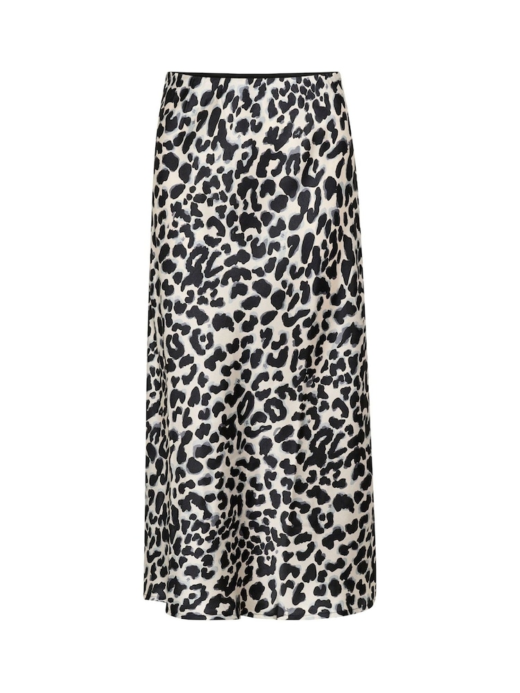 Kaffe KAjune Leopard Print Sateen Midi Skirt - Image 4 of 5