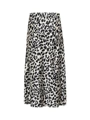 Kaffe KAjune Leopard Print Sateen Midi Skirt - Image 5 of 5