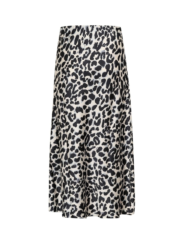 Kaffe KAjune Leopard Print Sateen Midi Skirt - Image 5 of 5