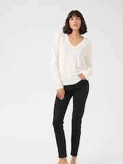 Kaffe Lizza V-Neck Buttoned Cuffs Jumper - Image 2 of 5