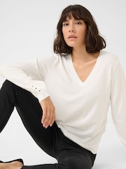 Kaffe Lizza V-Neck Buttoned Cuffs Jumper - Image 3 of 5