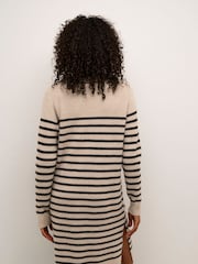 Kaffe KAjuno V-Neck Knee Length Knit Natural Dress - Image 2 of 6