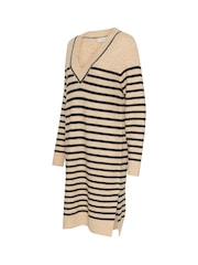 Kaffe KAjuno V-Neck Knee Length Knit Natural Dress - Image 6 of 6