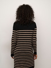 Kaffe KAjuno V-Neck Knee Length Knit Natural Dress - Image 2 of 6