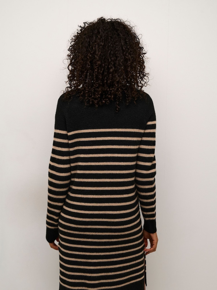 Kaffe KAjuno V-Neck Knee Length Knit Natural Dress - Image 2 of 6