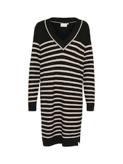 Kaffe KAjuno V-Neck Knee Length Knit Natural Dress - Image 5 of 6