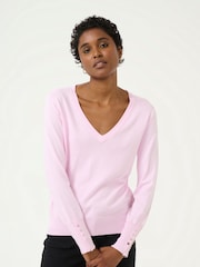 Kaffe Lizza V-Neck Buttoned Cuffs Jumper - Image 1 of 6