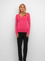 Kaffe Lizza V-Neck Buttoned Cuffs Jumper - Image 3 of 5