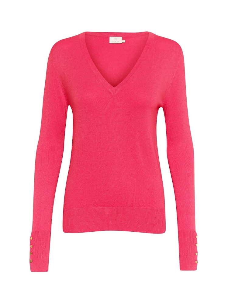 Kaffe Lizza V-Neck Buttoned Cuffs Jumper - Image 5 of 5