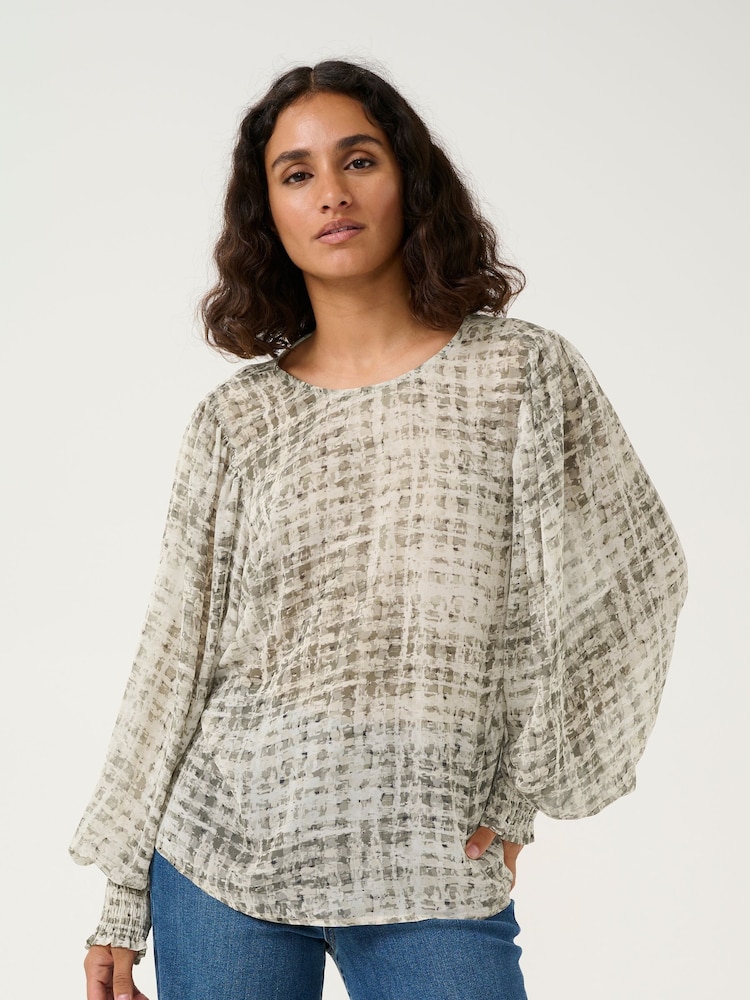 Kaffe Grey KAtrinike Round Neck Long Sleeve Blouse - Image 1 of 6