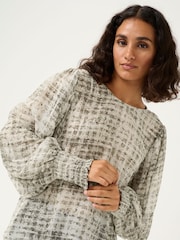 Kaffe Grey KAtrinike Round Neck Long Sleeve Blouse - Image 4 of 6