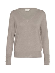 Kaffe Lizza V-Neck Buttoned Cuffs Jumper - Image 4 of 5