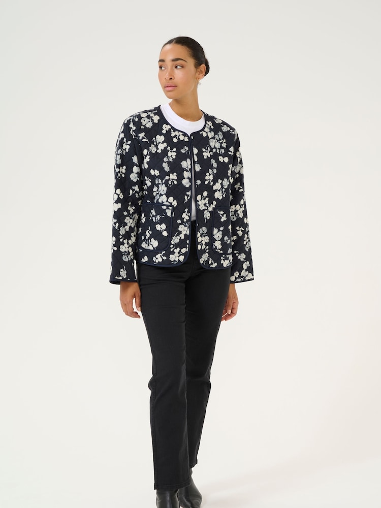 Kaffe KAvalia Open Front Round Neck 100% Cotton Jacket - Image 2 of 6