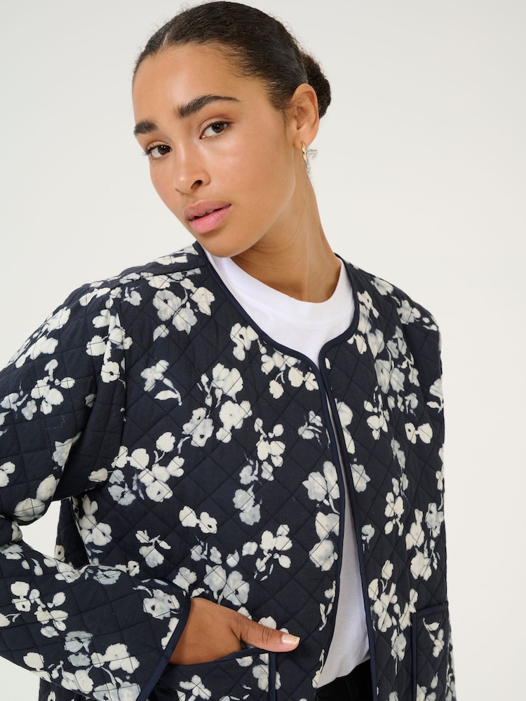 Kaffe KAvalia Open Front Round Neck 100% Cotton Jacket - Image 4 of 6
