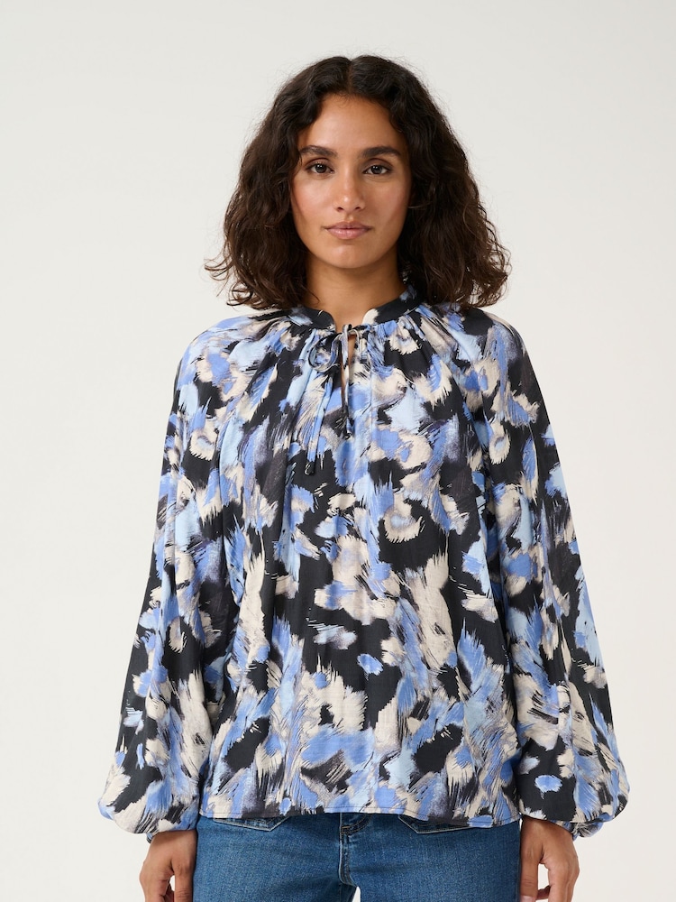 Kaffe Casual Fit KAvictoria Notch Neck Black Blouse - Image 1 of 6