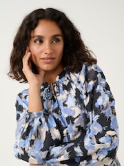 Kaffe Casual Fit KAvictoria Notch Neck Black Blouse - Image 3 of 6