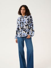 Kaffe Casual Fit KAvictoria Notch Neck Black Blouse - Image 4 of 6