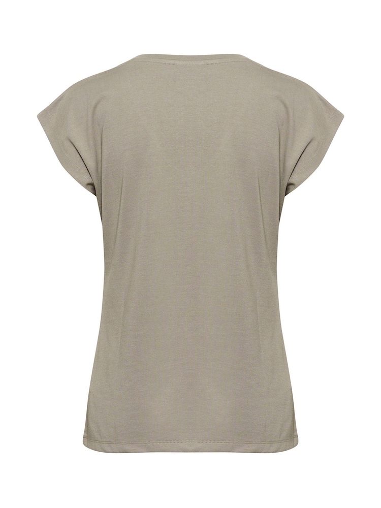 Kaffe Grey KAlise V-Neck Short Sleeve T-Shirt - Image 5 of 5