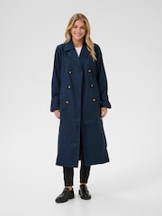 Kaffe Blue KApatricia Double Breasted Trench Coat - Image 1 of 4