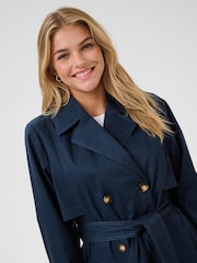 Kaffe Blue KApatricia Double Breasted Trench Coat - Image 2 of 4
