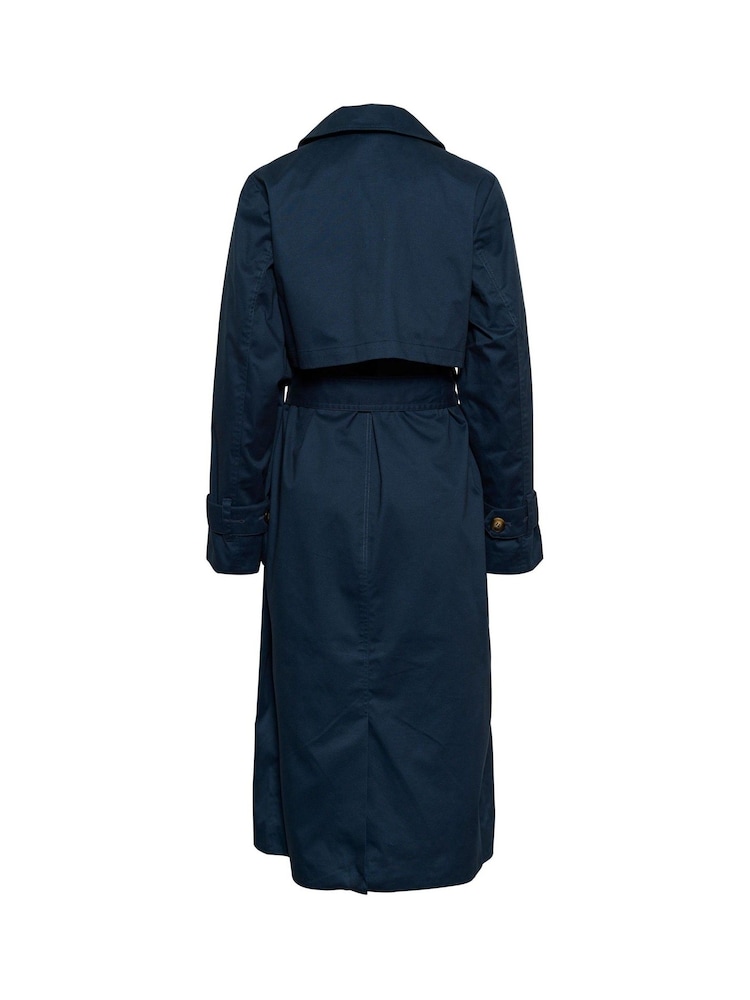 Kaffe Blue KApatricia Double Breasted Trench Coat - Image 4 of 4