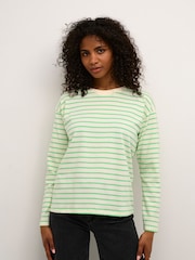 Kaffe Green Kawinny Long Sleeve Crew Neck T-Shirt - Image 1 of 6
