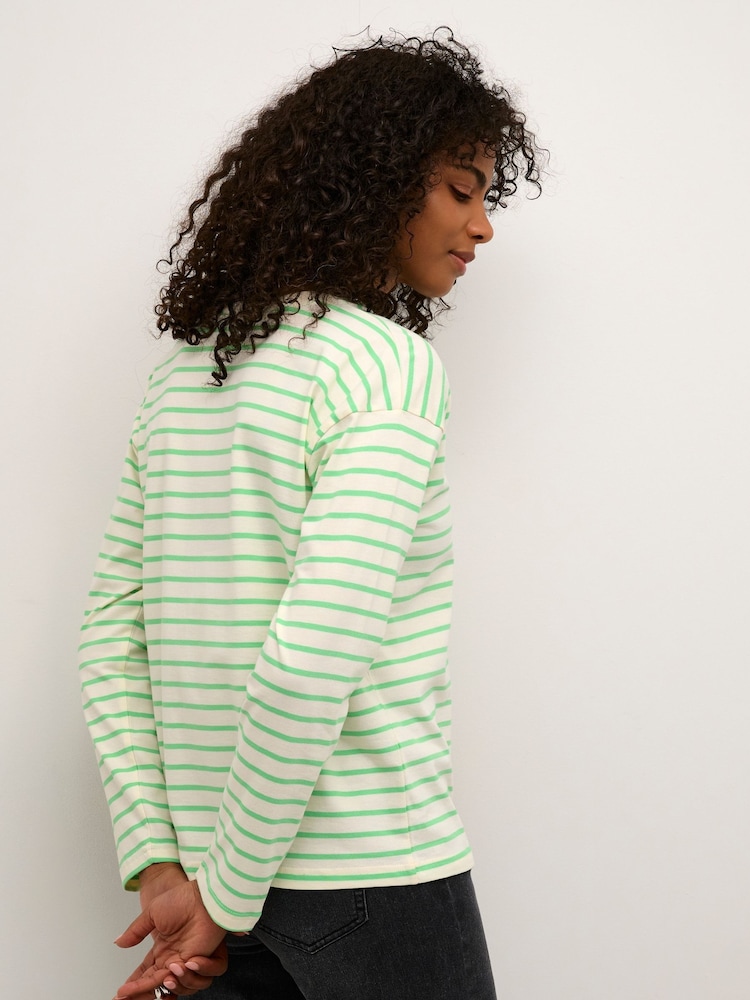 Kaffe Green Kawinny Long Sleeve Crew Neck T-Shirt - Image 2 of 6