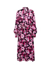 Kaffe Pink Pollie Long Sleeve Maxi Shirt Dress - Image 5 of 6