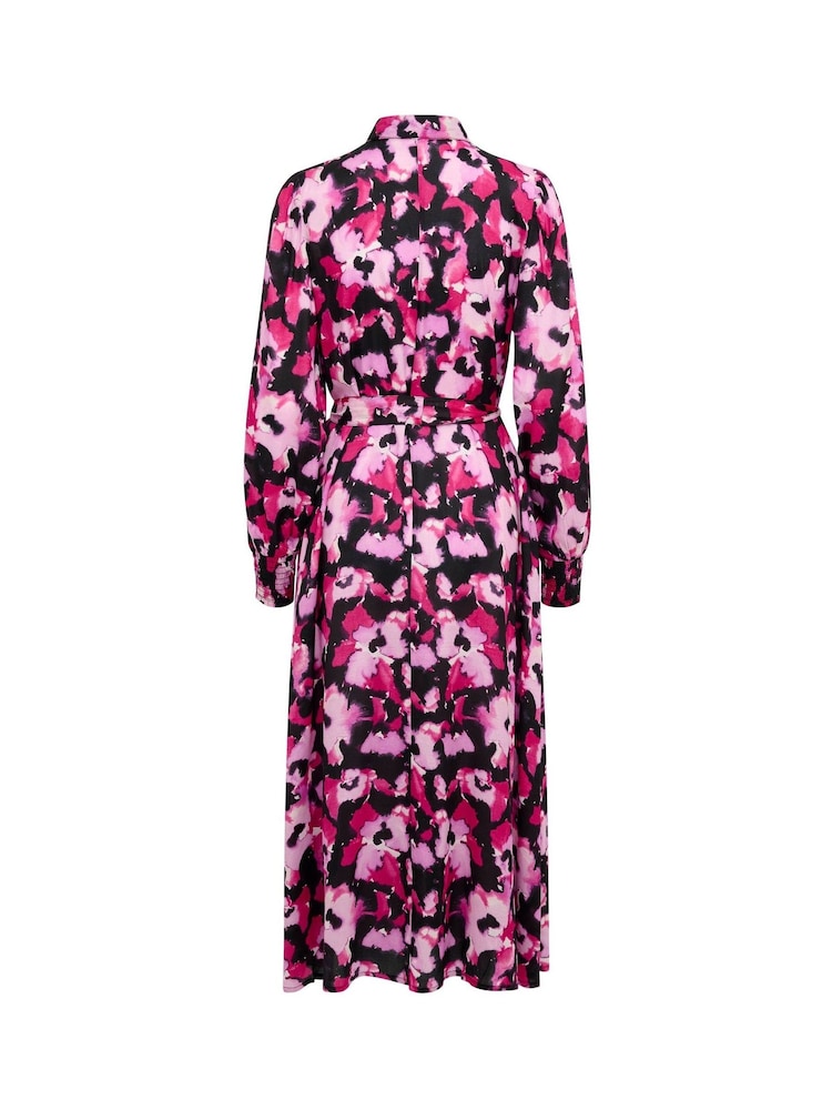 Kaffe Pink Pollie Long Sleeve Maxi Shirt Dress - Image 6 of 6