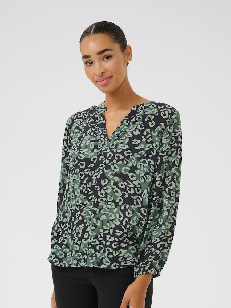 Kaffe KAjanne V-Notch Neck 3/4 Sleeve Blouse - Image 1 of 5