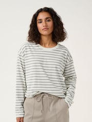 Kaffe Kawinny Long Sleeve Crew Neck White T-Shirt - Image 1 of 5