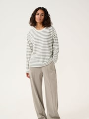 Kaffe Kawinny Long Sleeve Crew Neck White T-Shirt - Image 3 of 5
