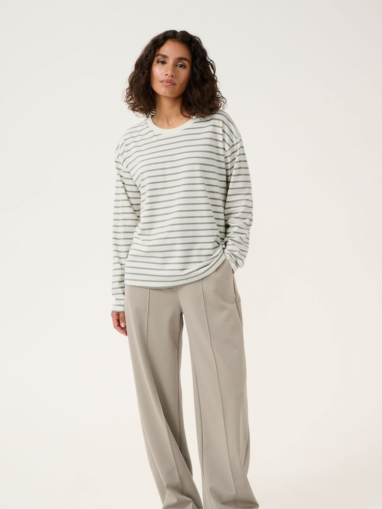 Kaffe Kawinny Long Sleeve Crew Neck White T-Shirt - Image 3 of 5