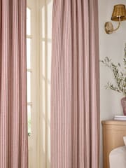 Pink Brushed Stripe Pencil Pleat Curtains - Image 3 of 4