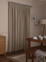 Natural Brushed Stripe Pencil Pleat Curtains - Image 2 of 5