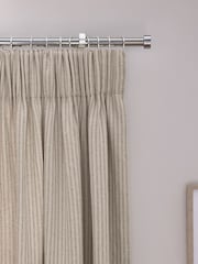 Natural Brushed Stripe Pencil Pleat Curtains - Image 4 of 5