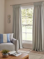 Blue Brushed Stripe Pencil Pleat Curtains - Image 1 of 5