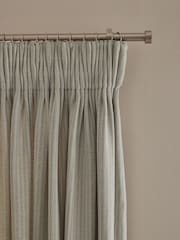Blue Brushed Stripe Pencil Pleat Curtains - Image 4 of 5