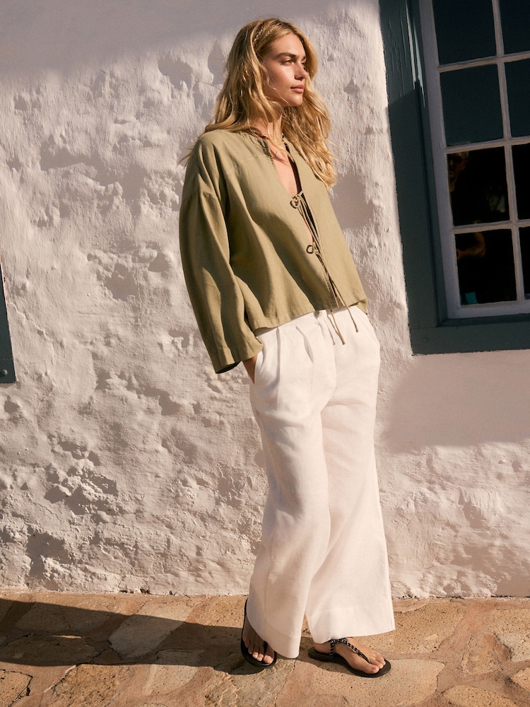 Olive Green Linen Cover-Up - Image 2 of 8