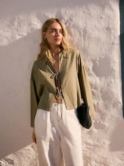 Olive Green Linen Cover-Up - Image 4 of 8