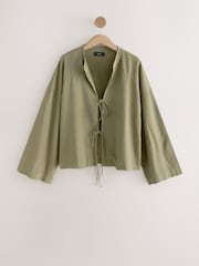 Olive Green Linen Cover-Up - Image 6 of 8