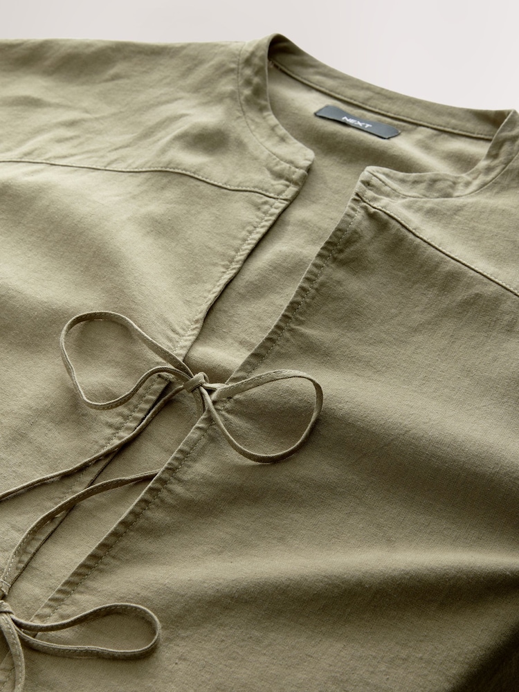 Olive Green Linen Cover-Up - Image 8 of 8
