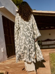 Blue/Gold Fil coupé Longline Kimono Cover-Up - Image 3 of 9