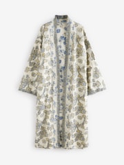 Blue/Gold Fil coupé Longline Kimono Cover-Up - Image 7 of 9