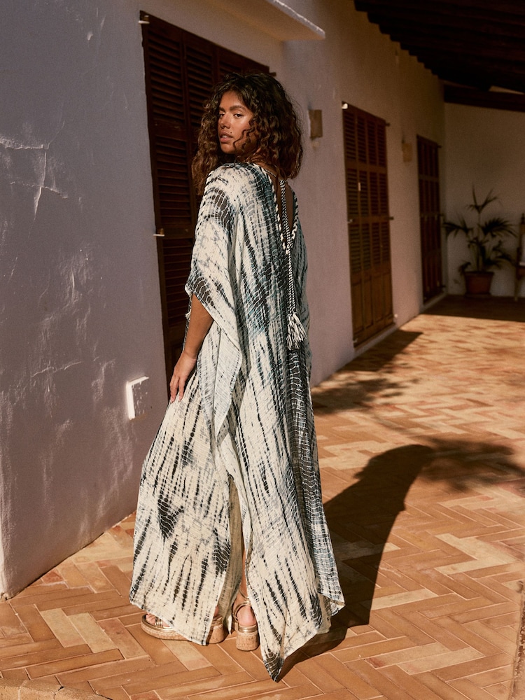 Blue Tie Dye Overhead Kaftan - Image 2 of 8