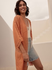 Orange Longline Kimono Cover-Up - Image 1 of 8