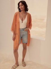 Orange Longline Kimono Cover-Up - Image 2 of 8